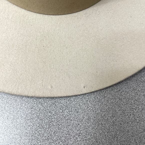 Teressa Foglia x Curateur Wool Felt Hat Ivory Tan Wide Brim Band Pinched *Flaw - Picture 5 of 10